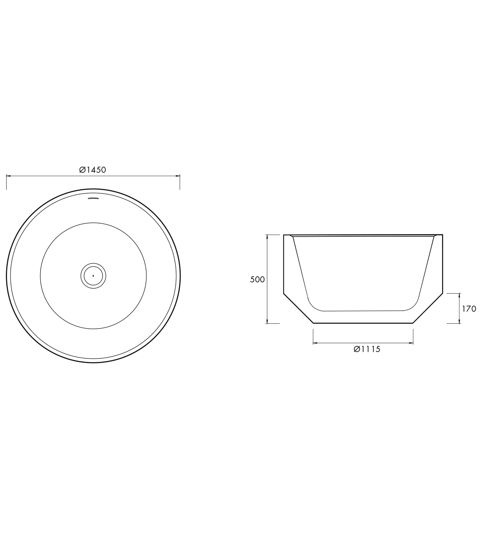 Apaiser Zen Round 1450mm Stone Freestanding Bath